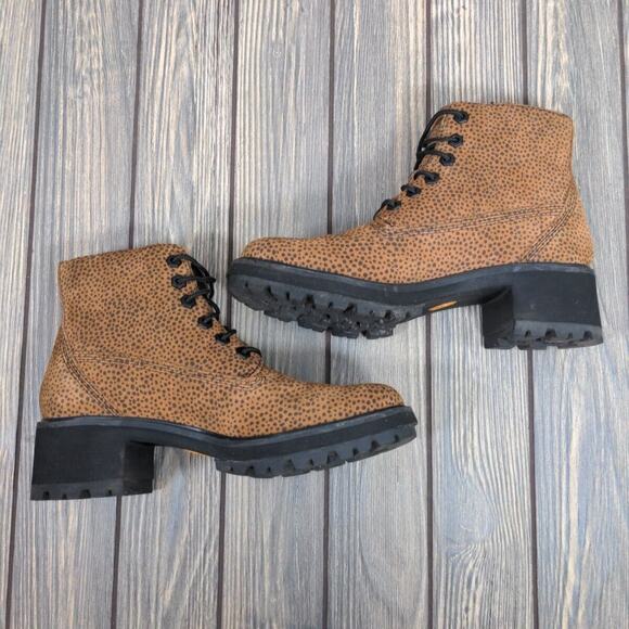 Timberland Kori Park 6" Cheetah Suede ReBOTL Lace Up Combat Boots Women 8.5 - Picture 6 of 11
